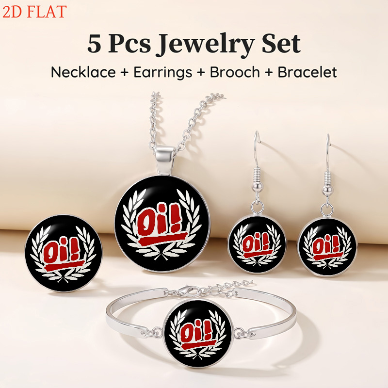 5pc Olive Wreath & Oi! Motif Ladies Jewellery Set